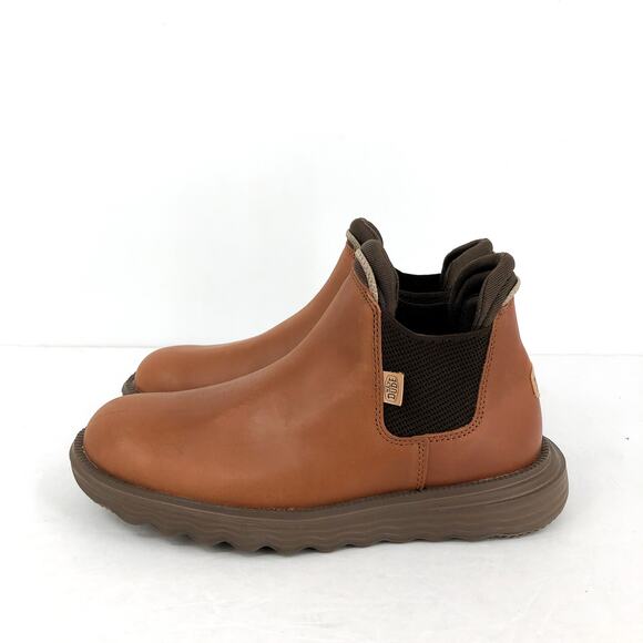 HEY DUDE Womens Branson Ankle Boots US 6 Cognac Leather Pull-On NIB - Picture 7 of 13